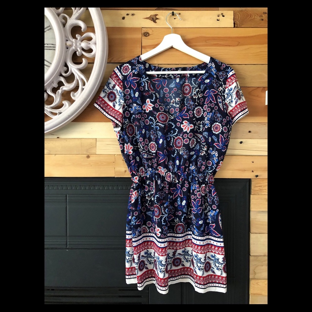 TFNC Floral Blue Mini Dress